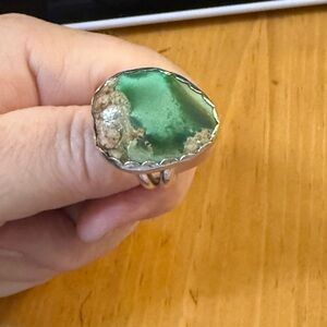 STERLING SILVER AND TURQUOISE chunky ring, size 10